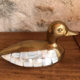 Brass duck and mother-of-pearl 70s