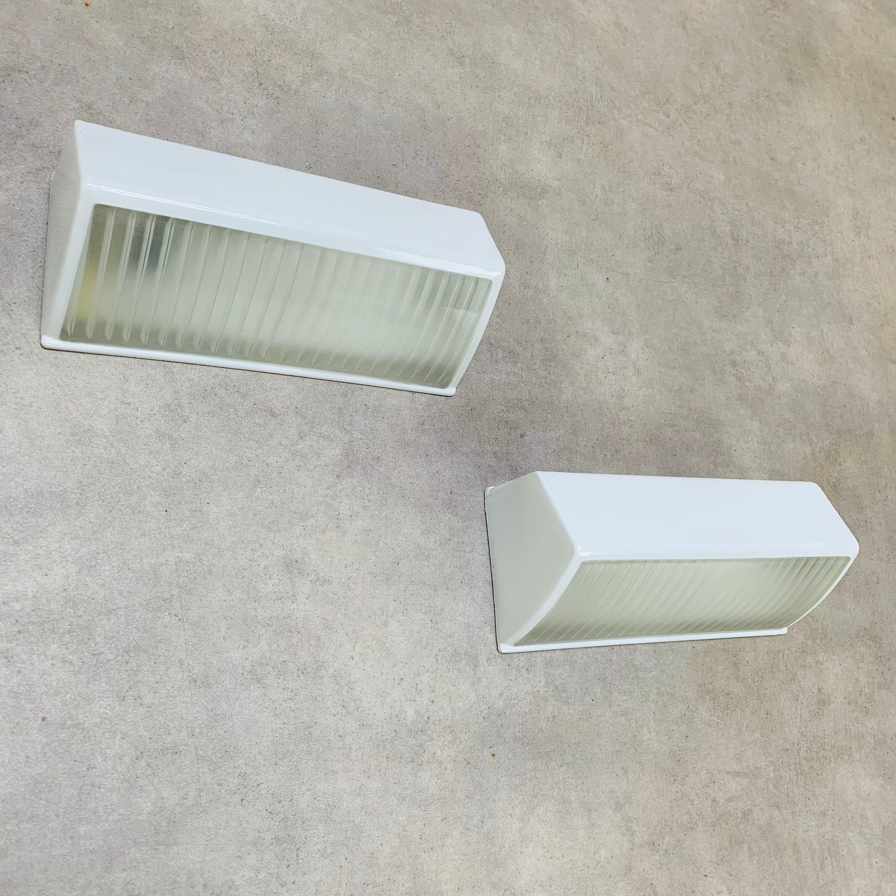 Pair of Holophane Prismopal wall lights, 50s design