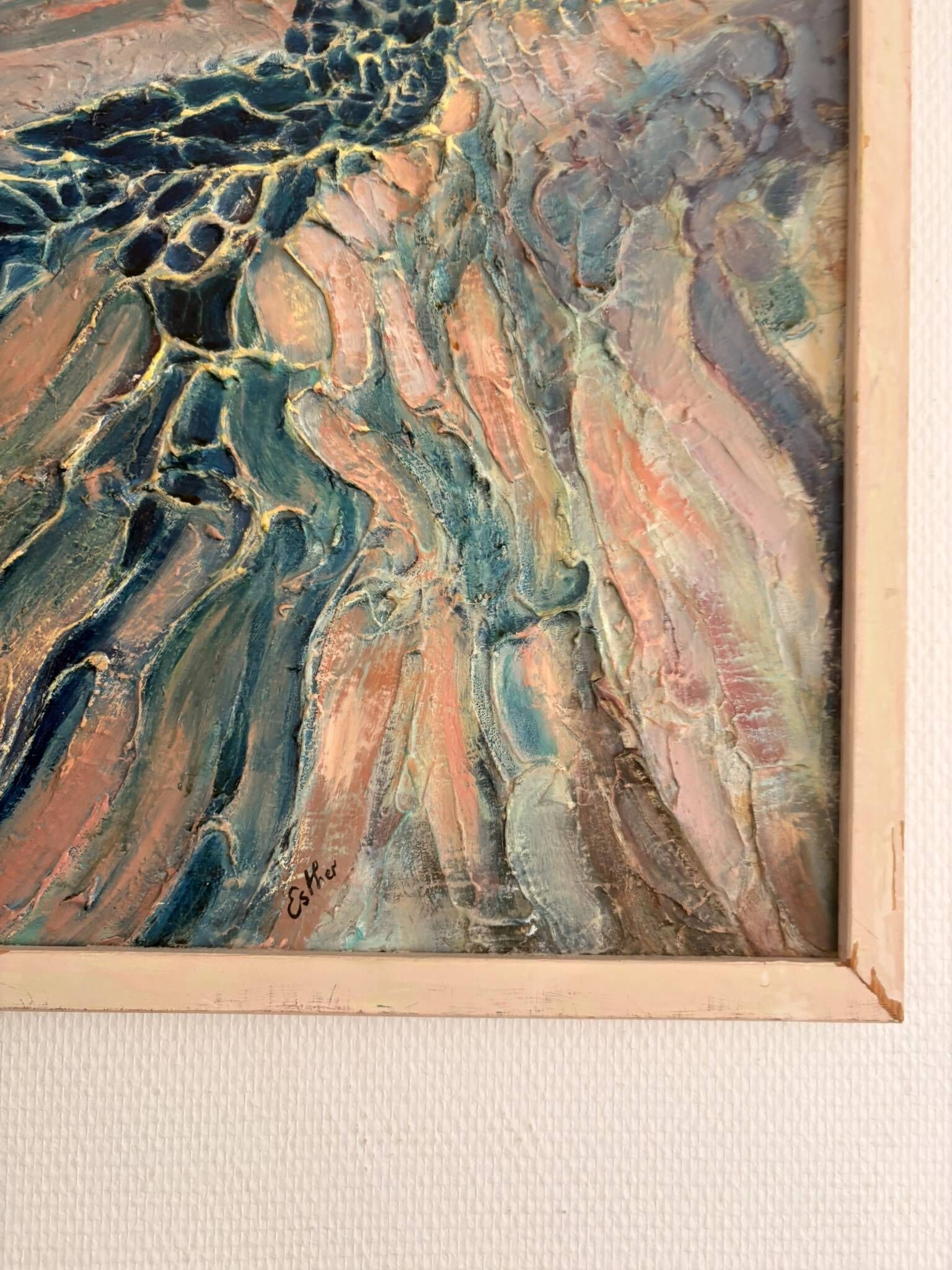 Tableau Peinture Expressionniste Impasto Marine Mer Rivière  Deloison