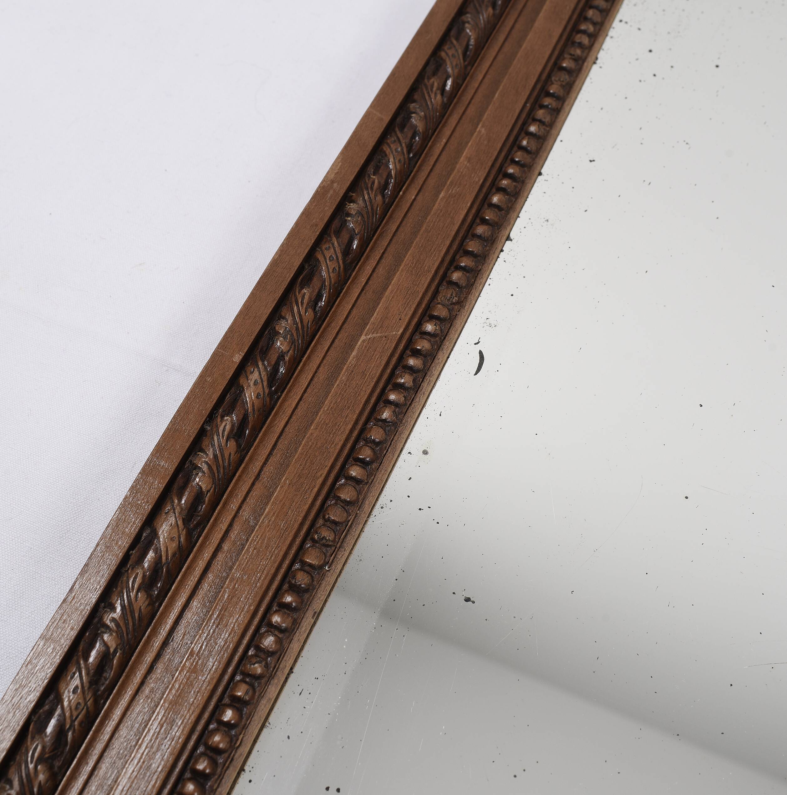 Large old mirror 65cm, carved wooden frame