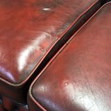 Red leather Chesterfield sofa - 70s