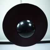 Vintage 1990s Black Pendant Lamp with Glass Top Shade. Italy