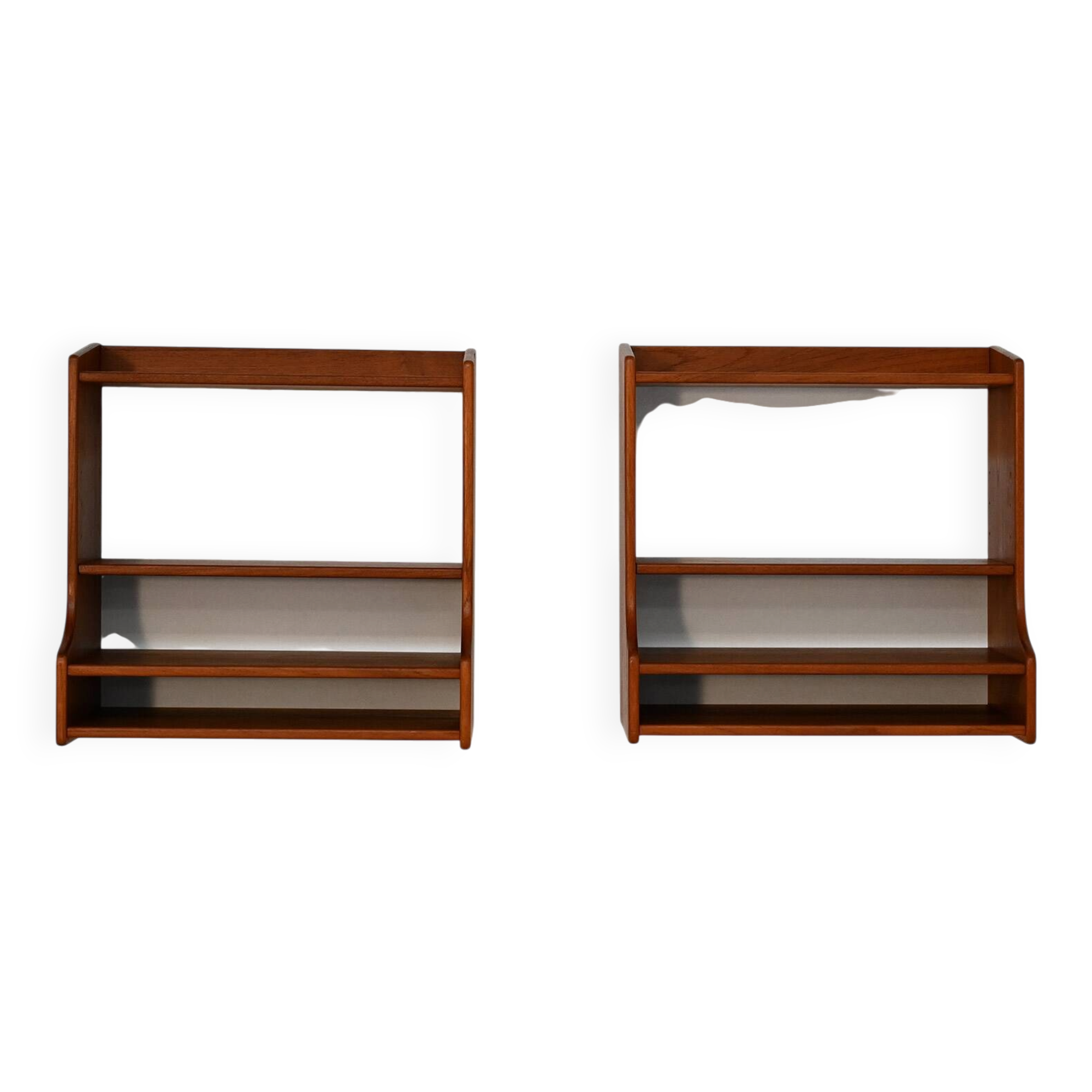 Wall-mounted teak bedside tables Scandinavia 1960s