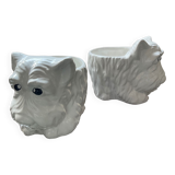 Duo of vintage pot pot dogs ceramic 70s-80s