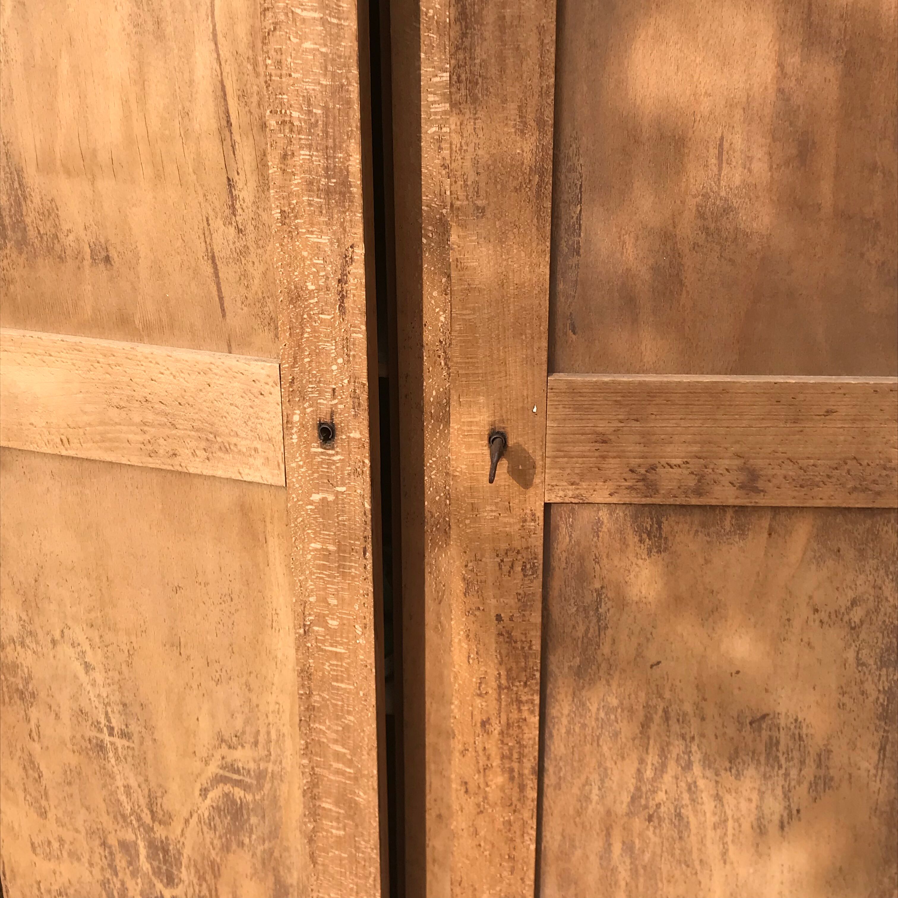 Parisian cabinet with double doors in raw wood