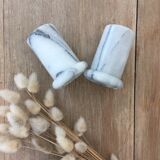 Marble pepper salt shaker duo