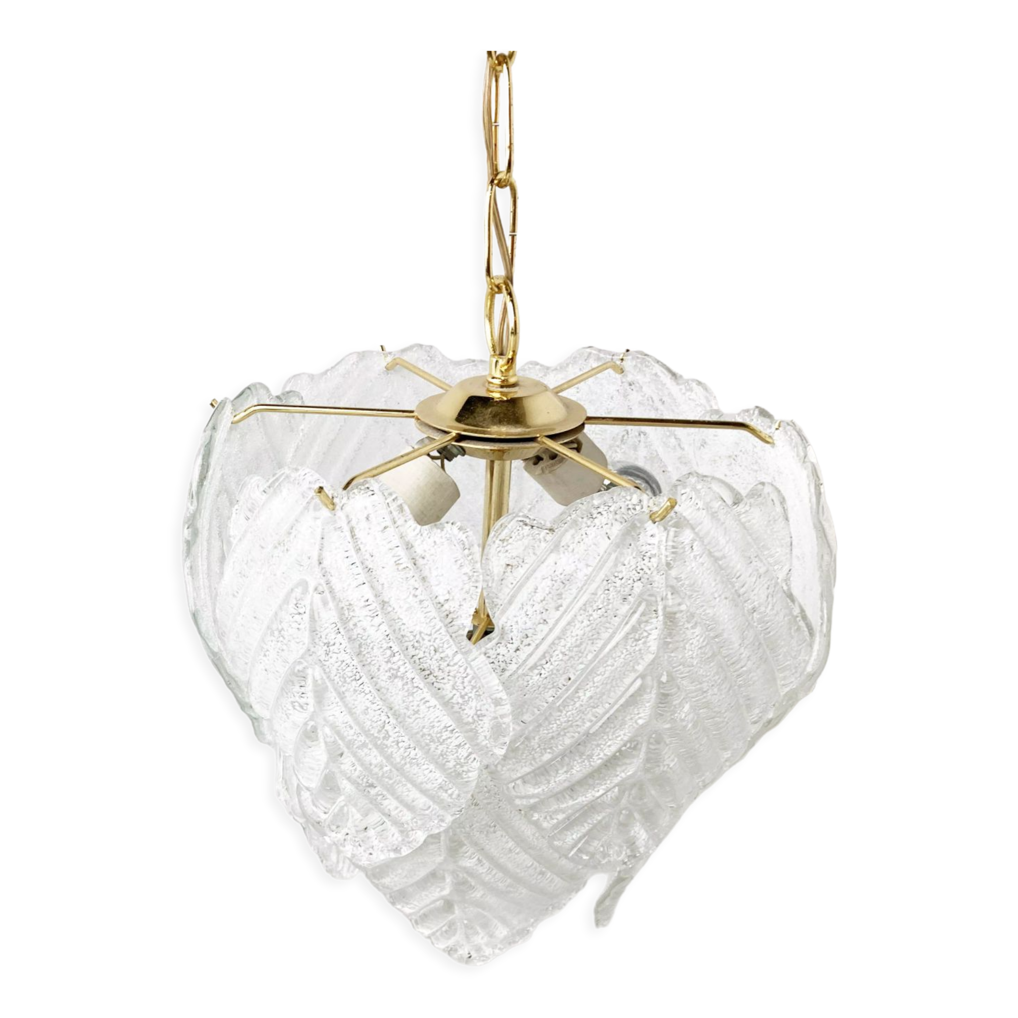 Vintage murano leaf chandelier, 1970s
