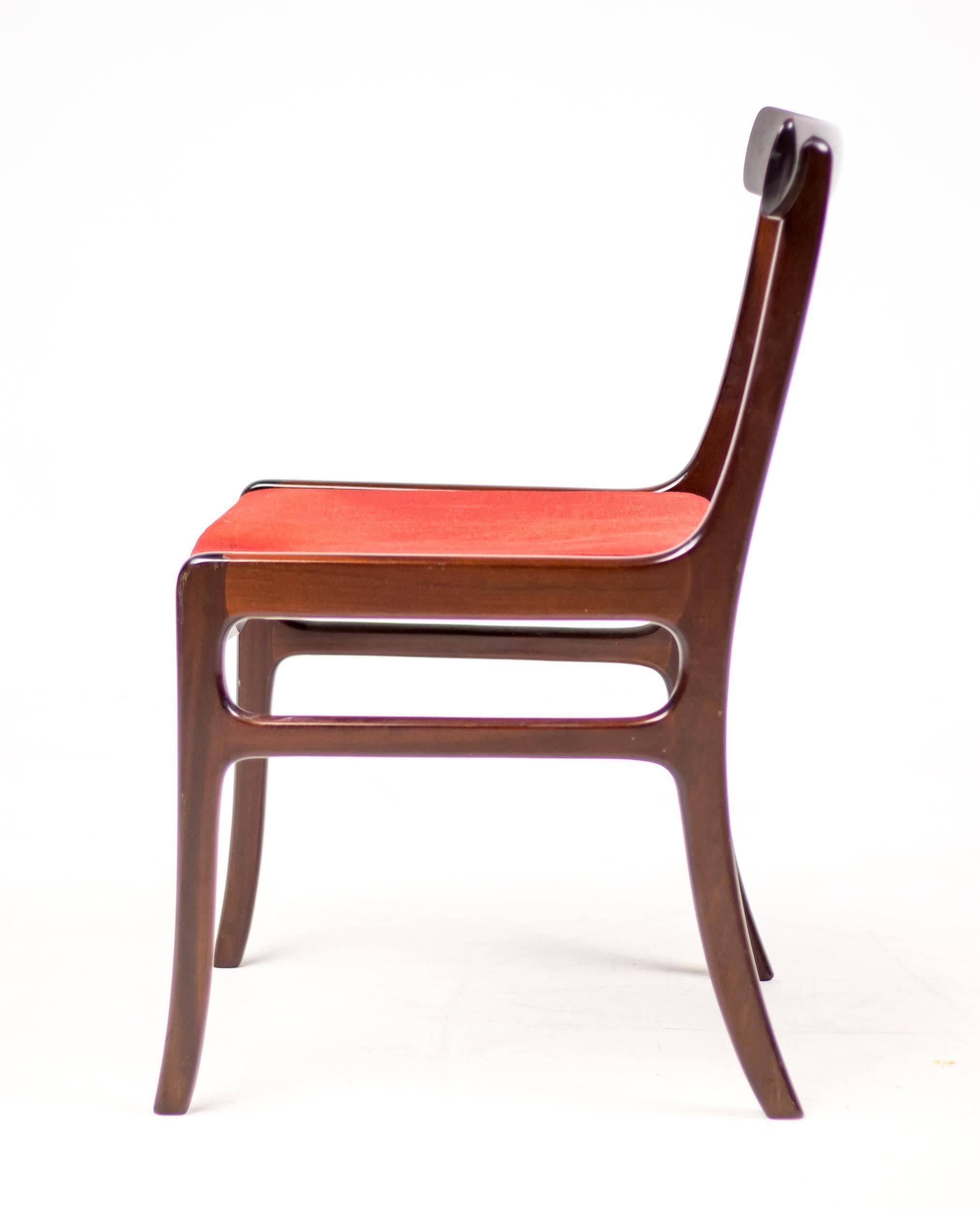 Set of four Ole Wanscher 'Rungstedlund' chairs in mid-century Modernity style.