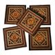 Lot de 5 sous verre bois vintage marqueterie