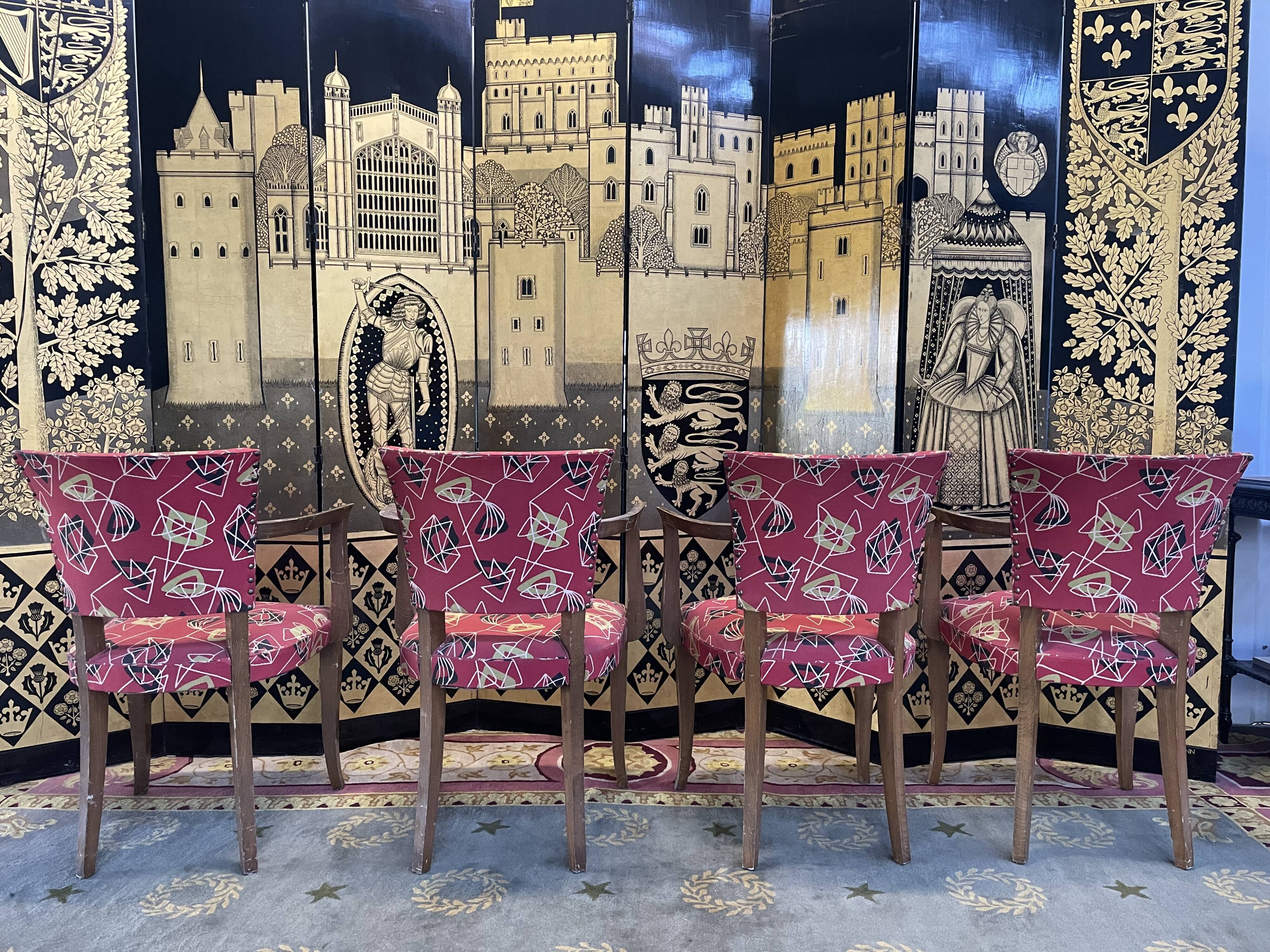 Suite of 4 armchairs bridges Art Deco style