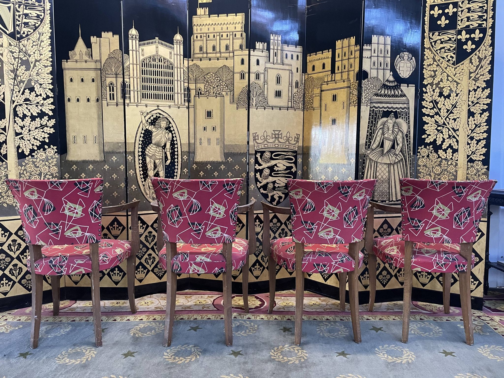 Suite of 4 armchairs bridges Art Deco style