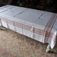 Old tablecloth 1920/1930 linen beige diamonds and red and green stripes + towels