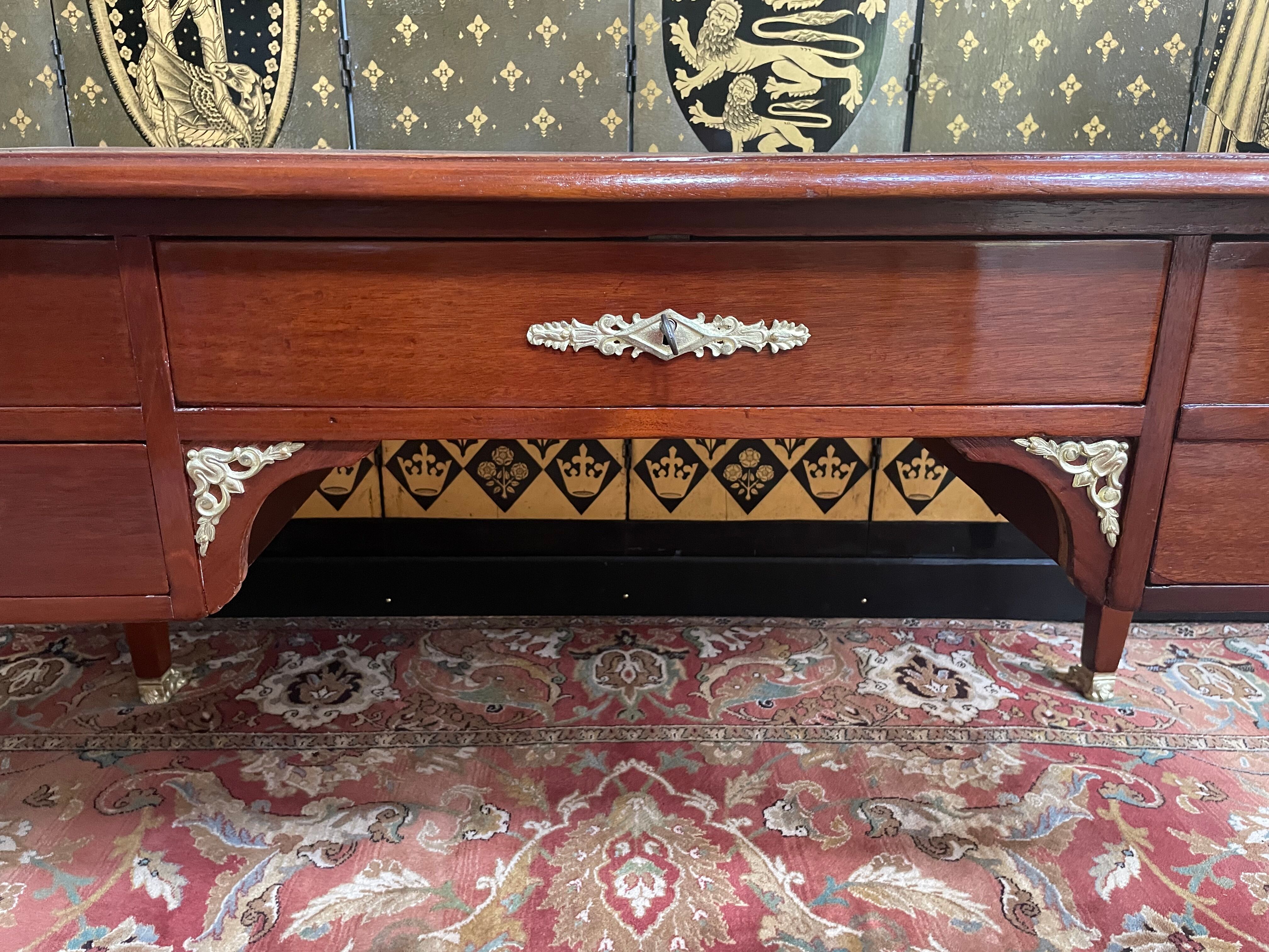 Empire style flat desk in mahogany