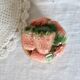 Small vintage ceramic sugar bowl with strawberry motif