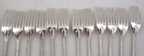 12 dessert spoons, 24 pieces in silver-plated metal Christofle Rubans