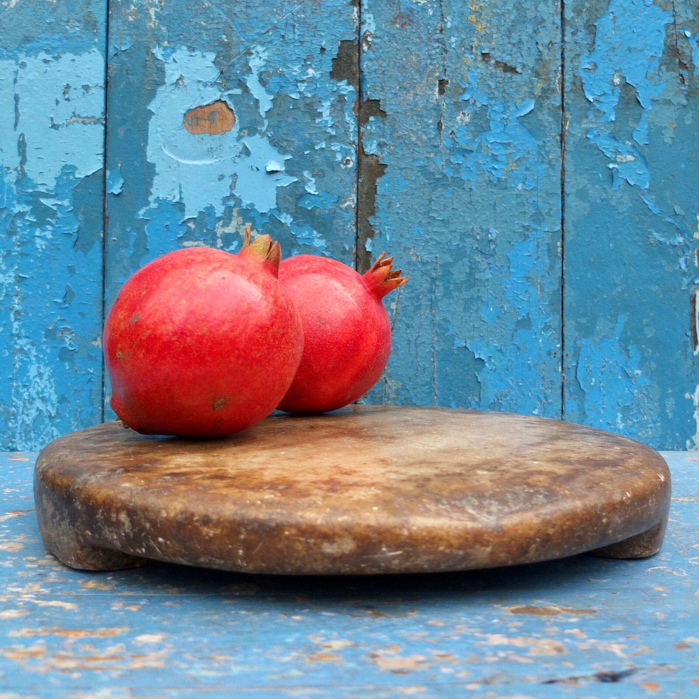 Antique round marble bread board