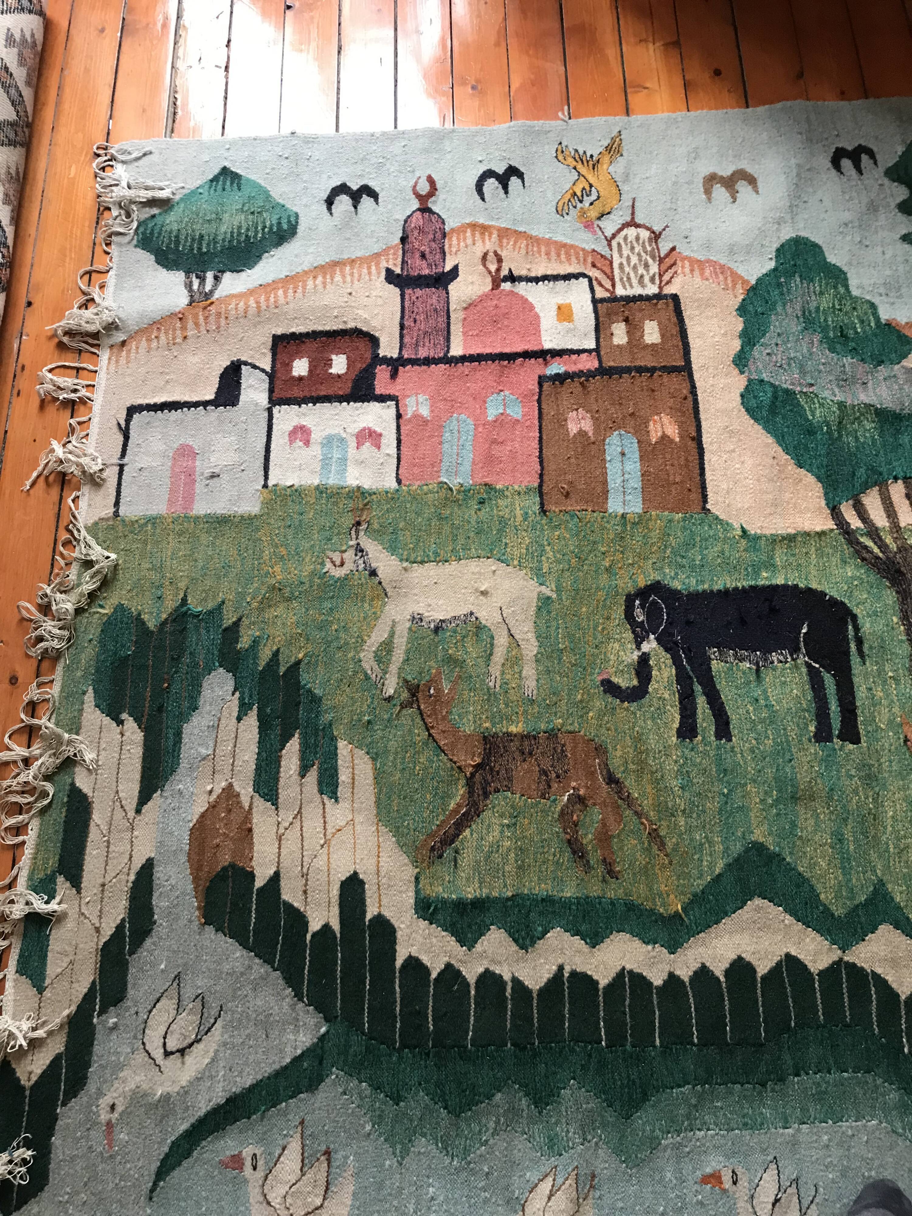 Vintage Egyptian Tapestry Ramsès Wissa Wassef circa 1960