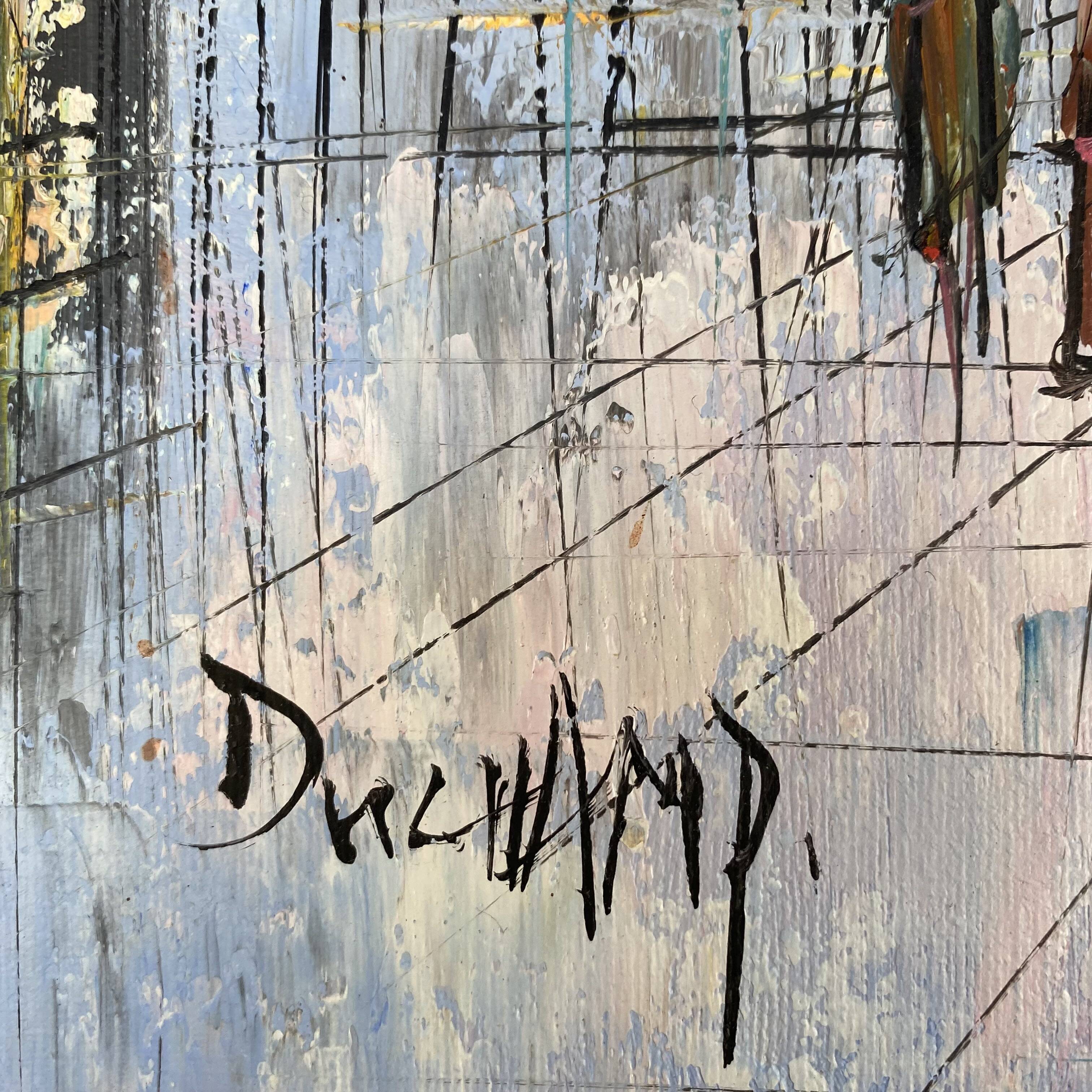 Signed painting by Duchamp on a Parisian street.