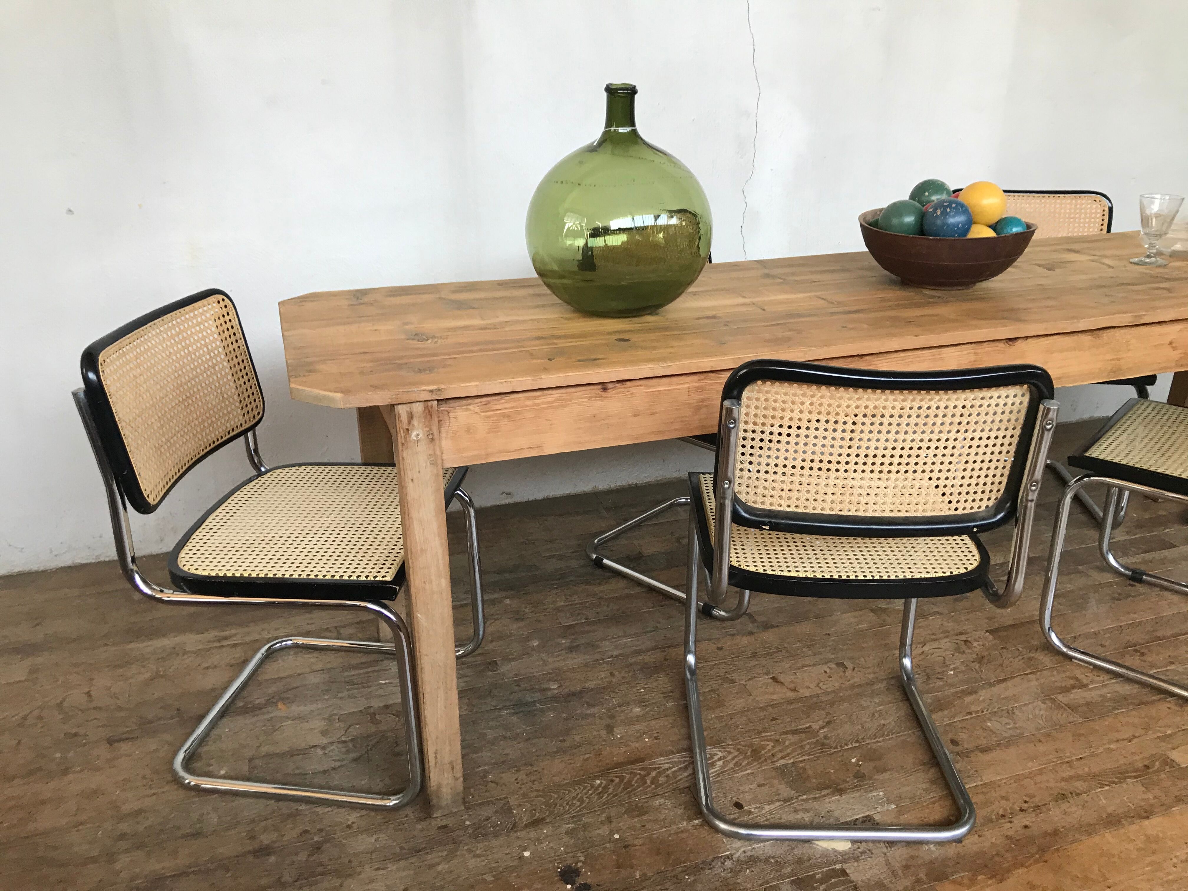 Old and large farm table early 20th shabby bistro fir