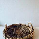 Large round wicker tray