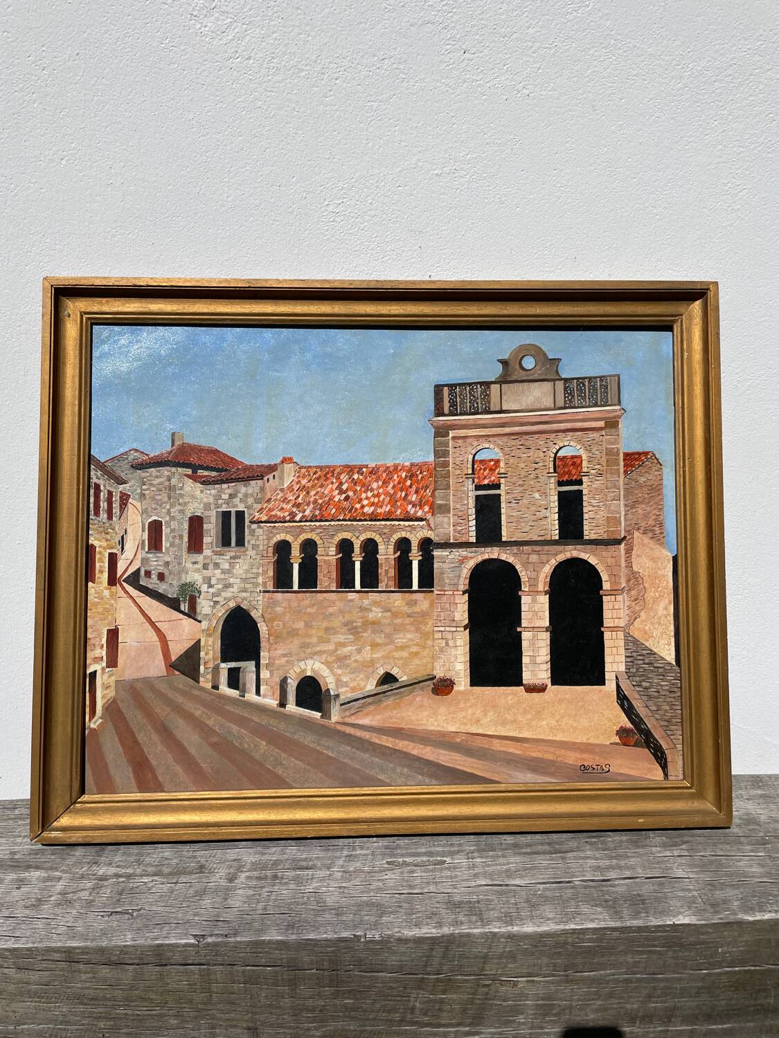Tableau paysage italien peinture huile