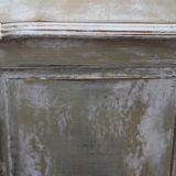 Old beige and white patinated crossbow chest of drawers