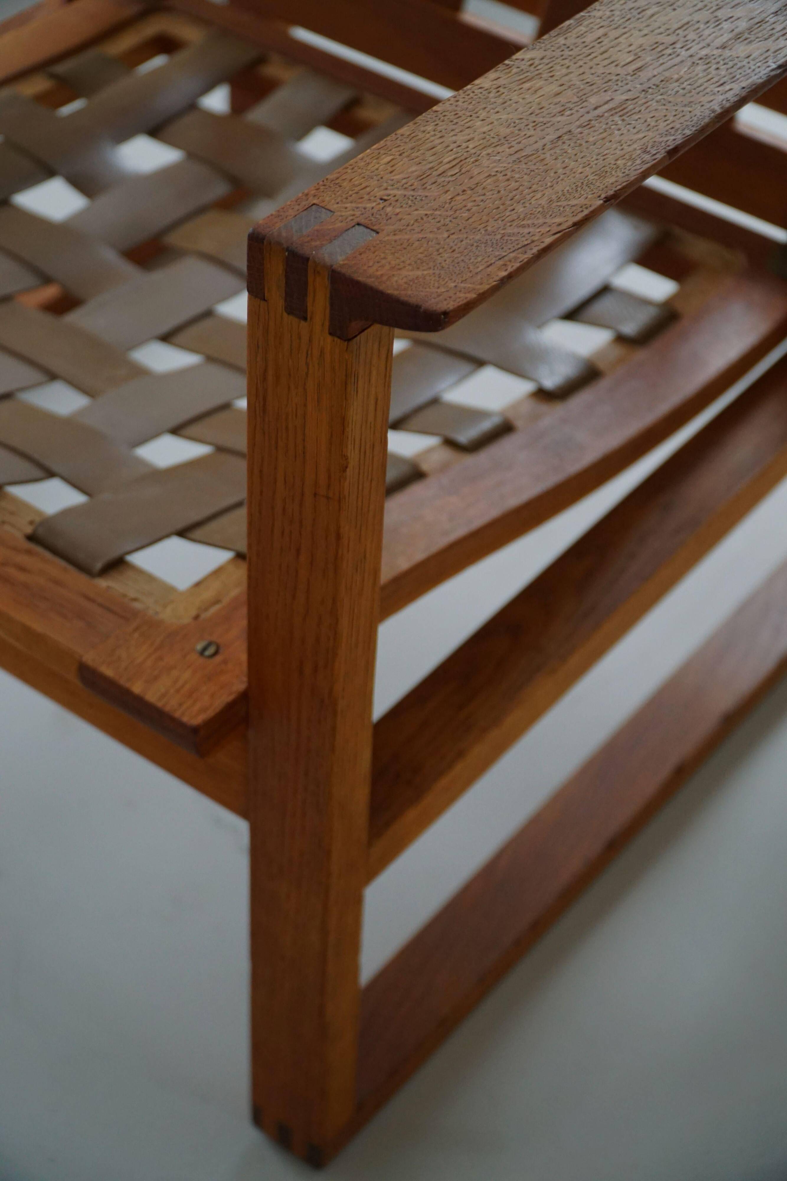 Børge Mogensen, a pair of BM2256 lounge chairs in oak and jute, Denmark, 1960s.