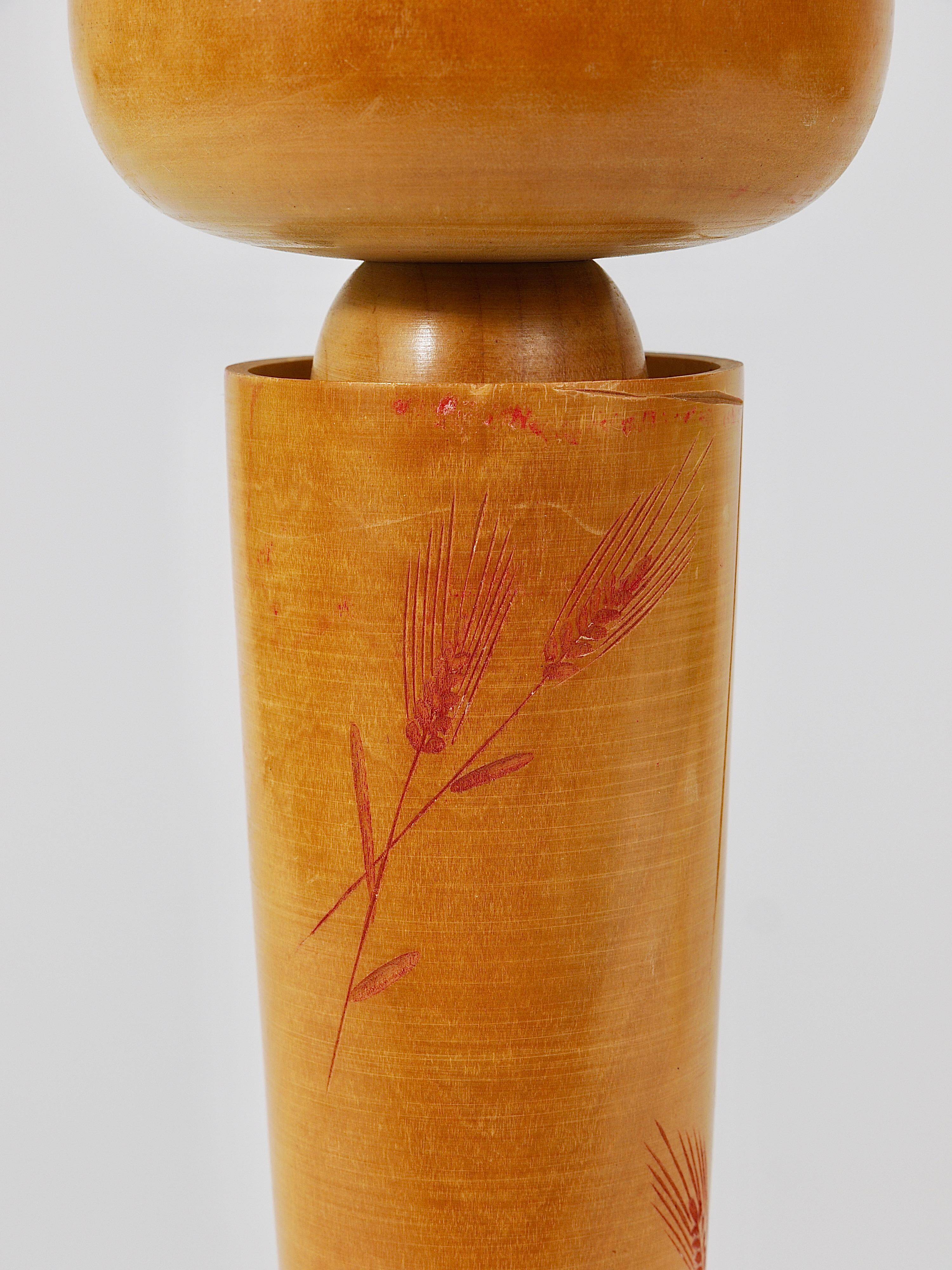 Decorative Kokeshi doll sculpture by Sadao Kishi from Japan, hand-painted.