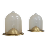 Pair of La Murrina 1970s dome lamps pulegoso glass & gilded brass