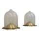 Pair of La Murrina 1970s dome lamps pulegoso glass & gilded brass