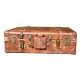 Large suitcase or trunk - leather suitcase, period 1910/1920.