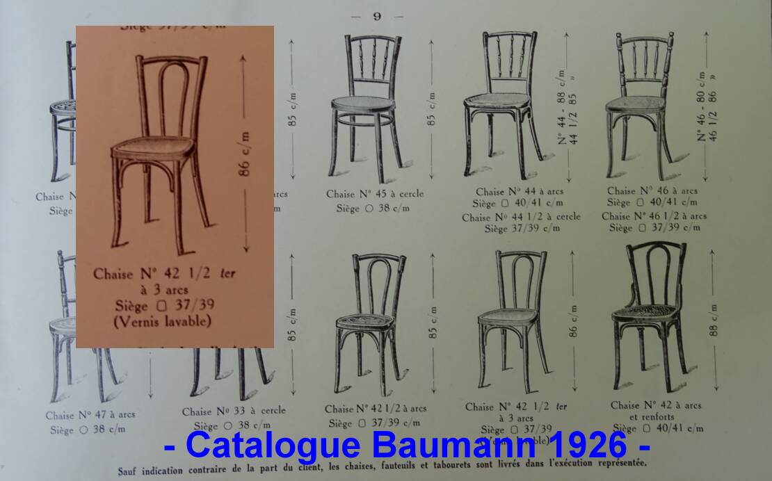 Chaise Baumann Bistrot N°56, vers 1925 assise cuir gris