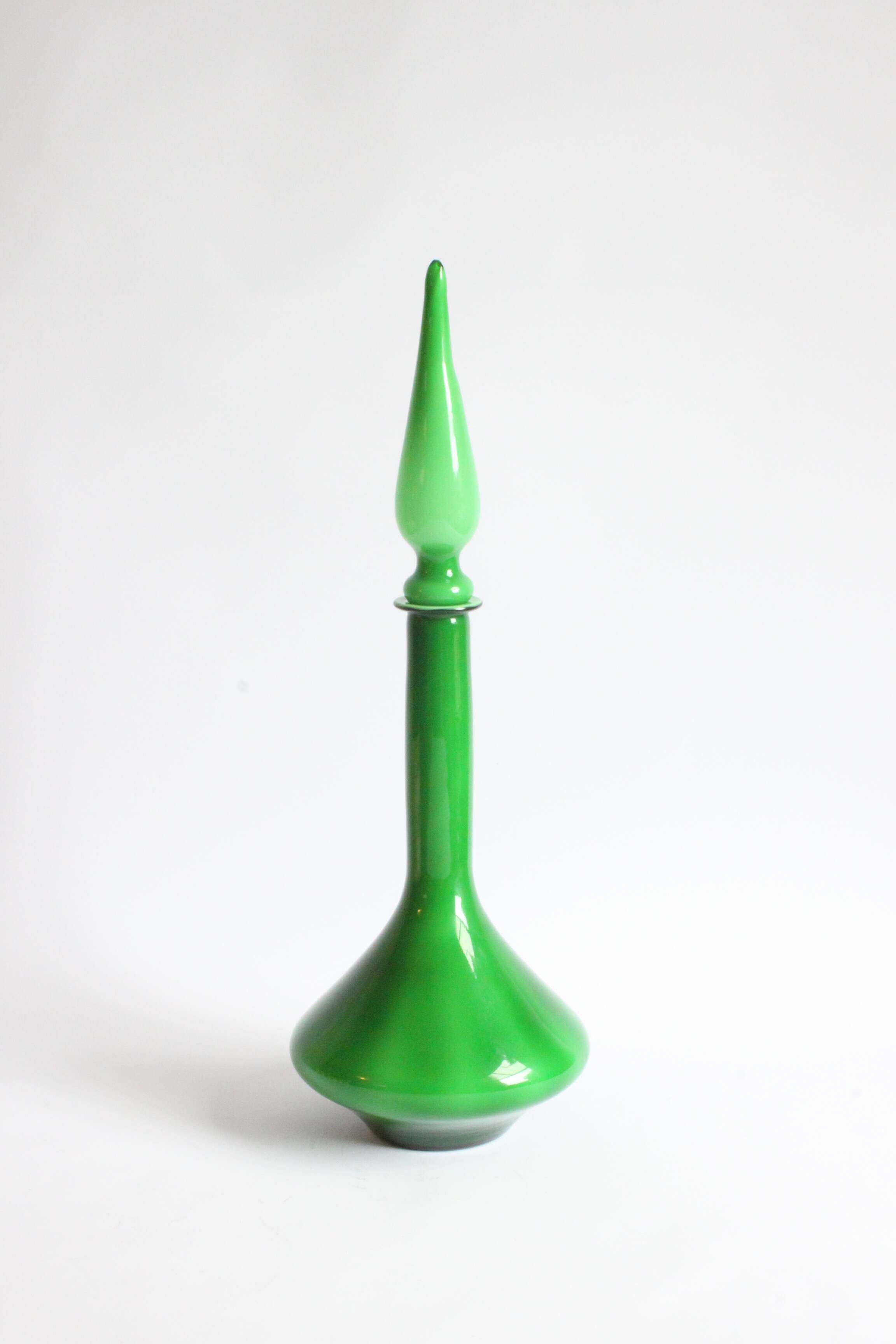 Cased Glass Genie Bottle, Empoly 1970s