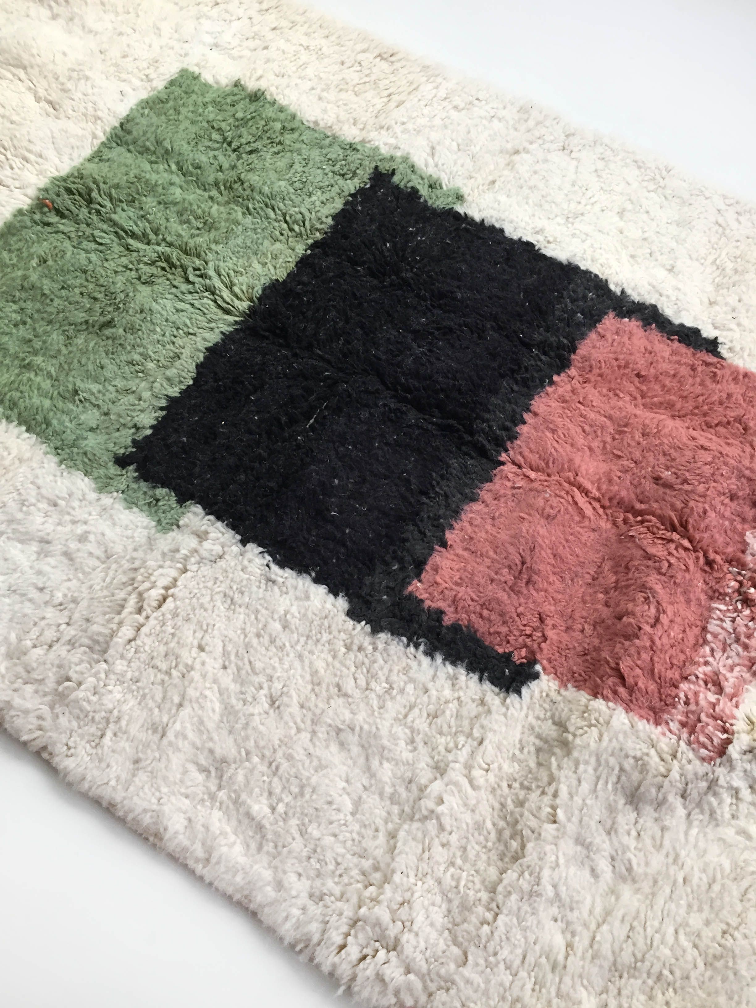Moroccan Berber carpet Beni Ouarain ecru with colorful patterns 236x139cm