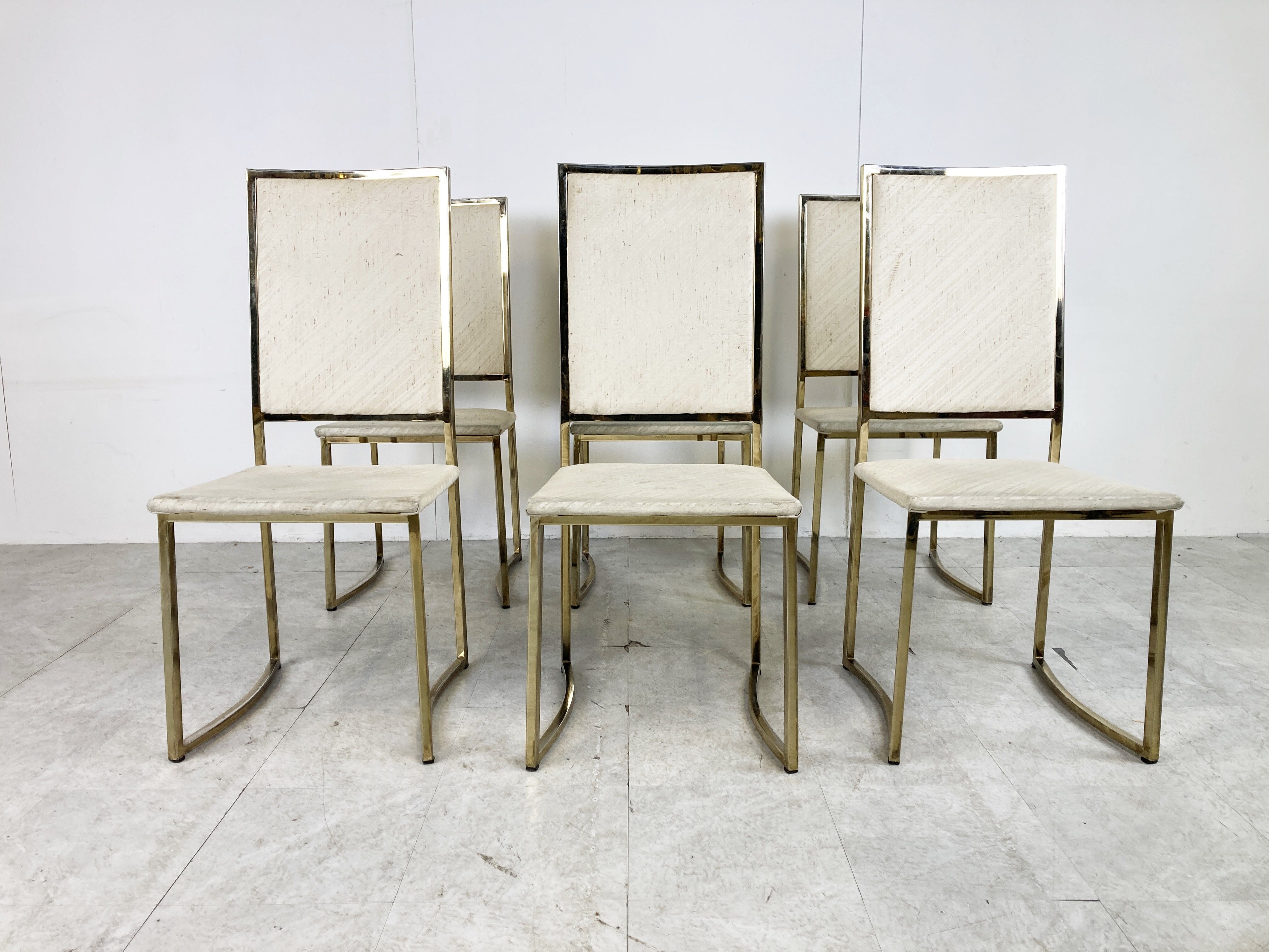 Vintage brass dining chairs by Belgo chrom, 1970s