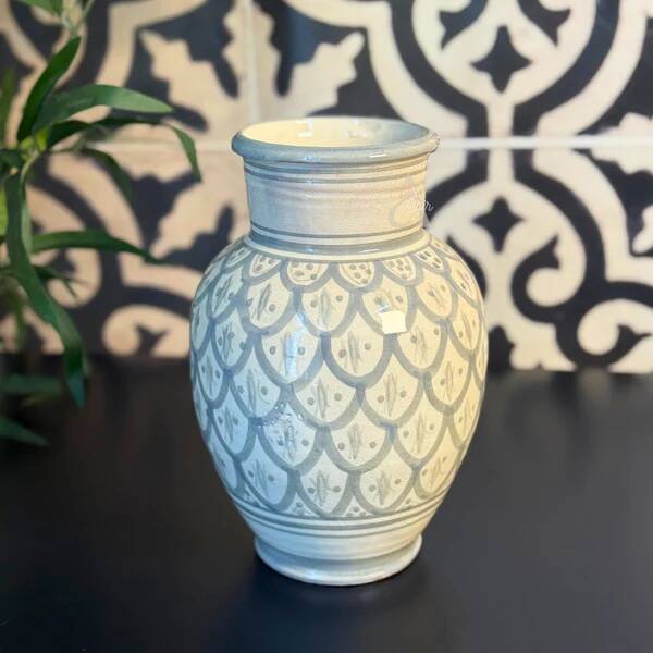 Artisanal vase bulging Kasbah Tazarine Grey