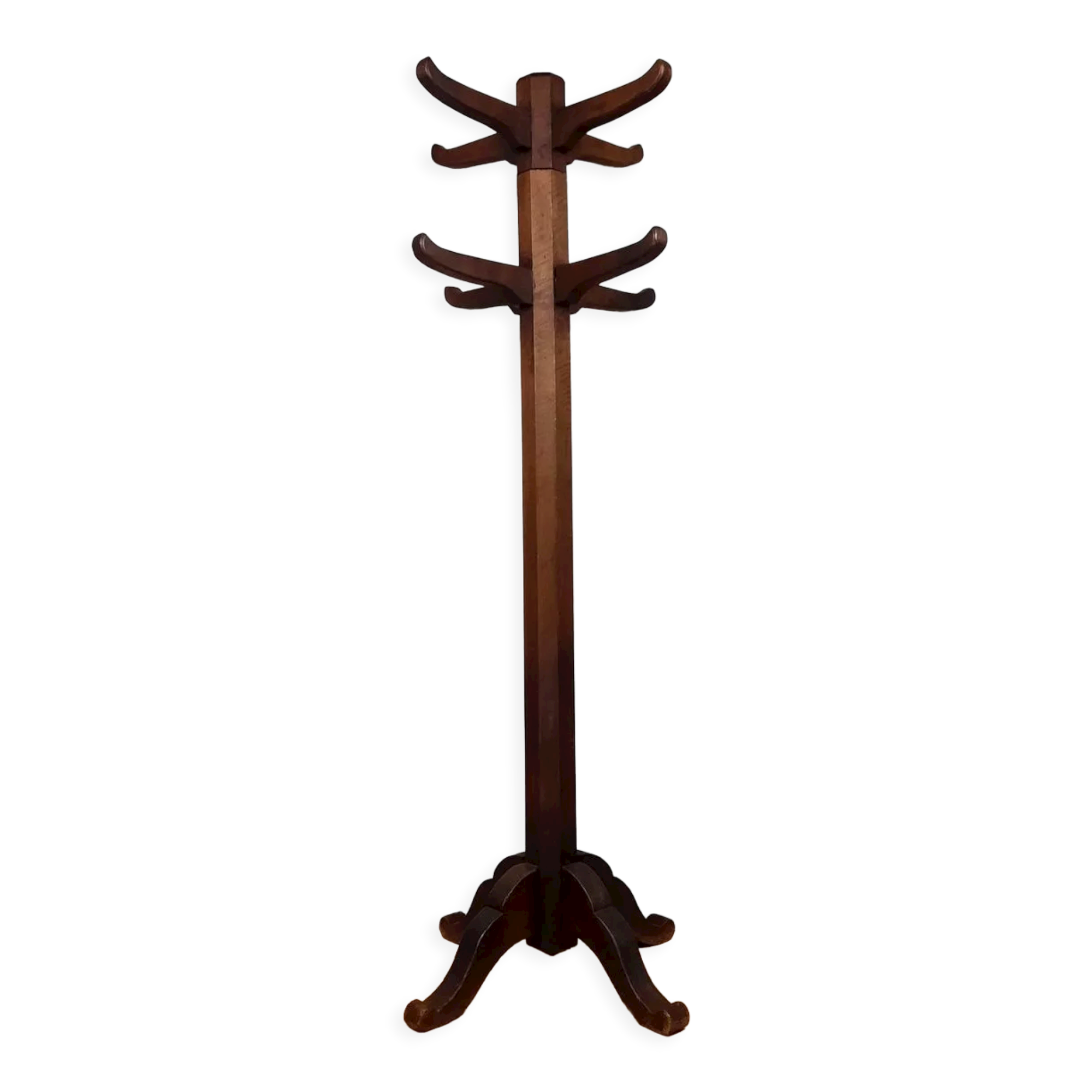 Coat rack parrot rustic walnut and oak totem circa 1930
