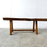 Vintage wooden brutalist coffee table, 1960s