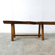 Table basse vintage brutaliste en bois, 1960