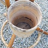 Rattan and bamboo plant holder from the 50s