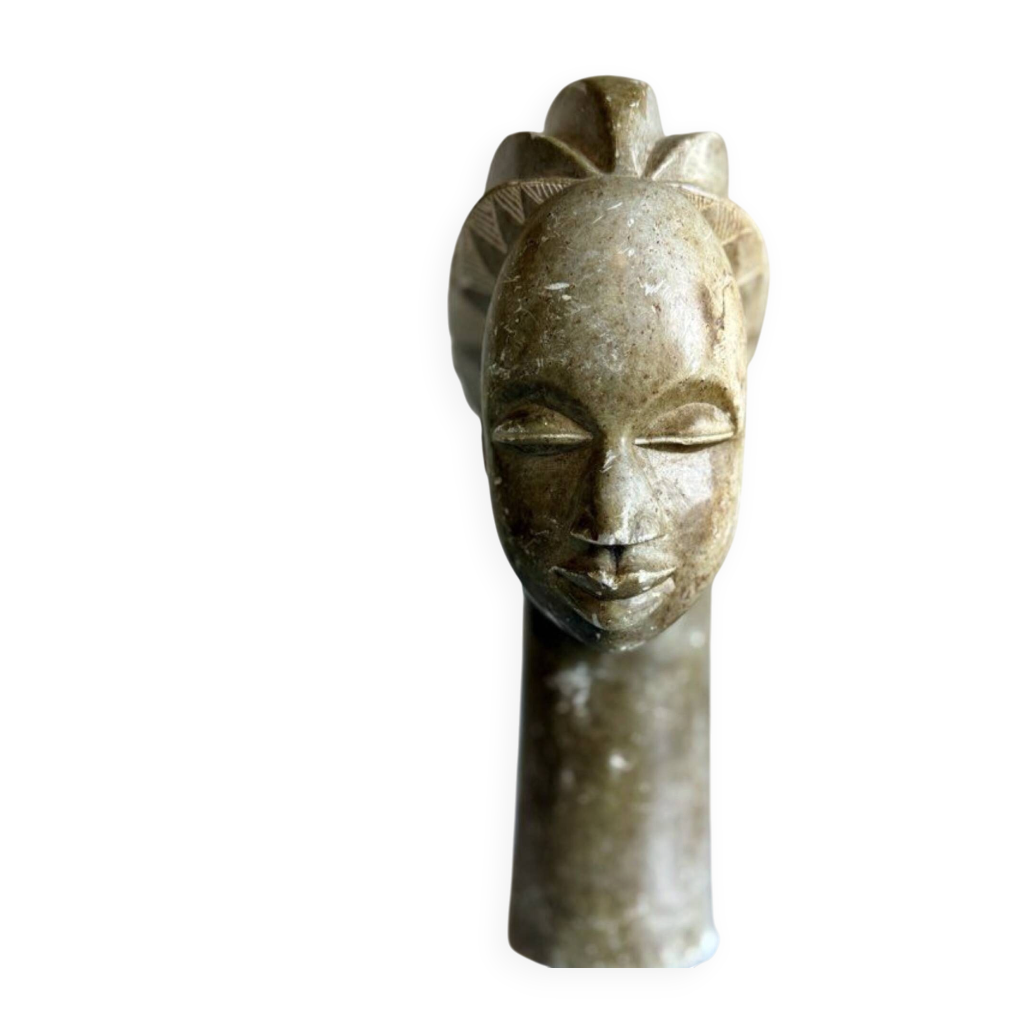 Large african sculpture in steatite stone signed lewanga – art