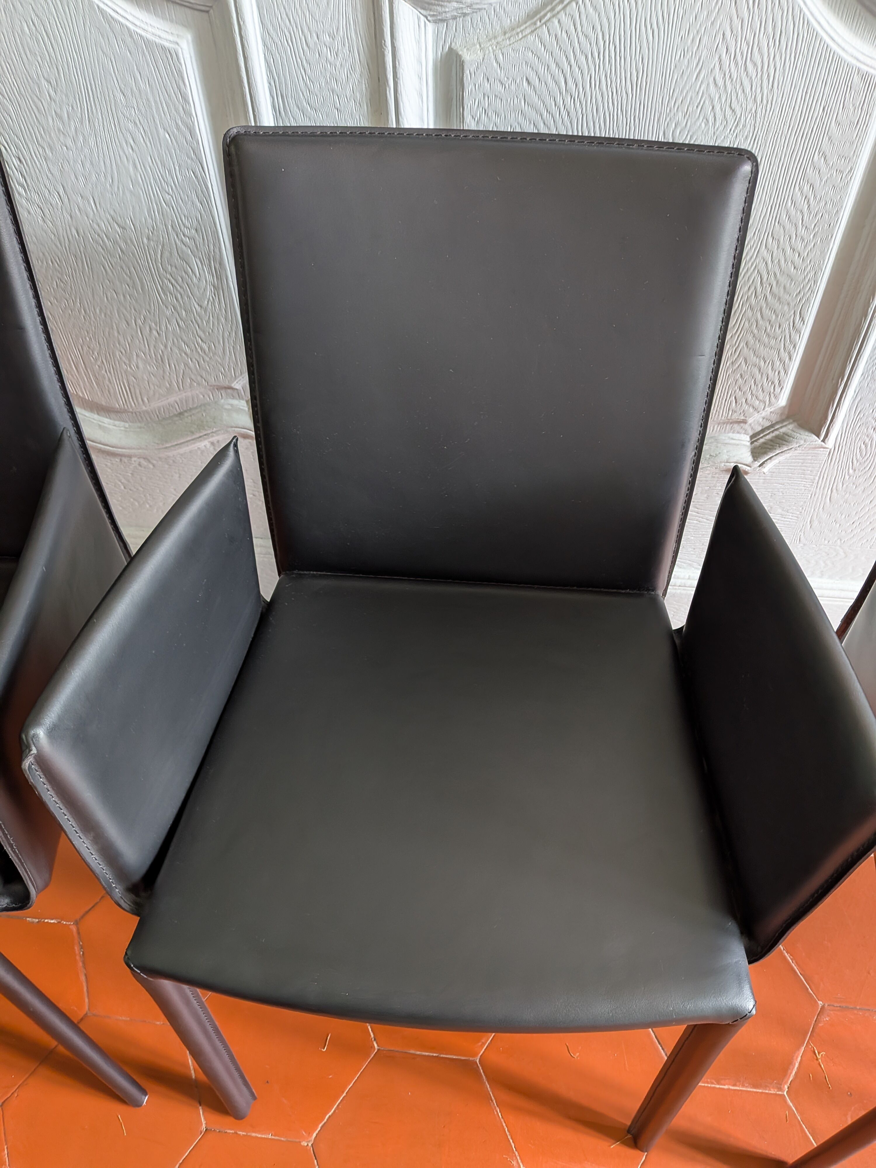 4 leather Twiggy chairs by Gebrüder Thonet