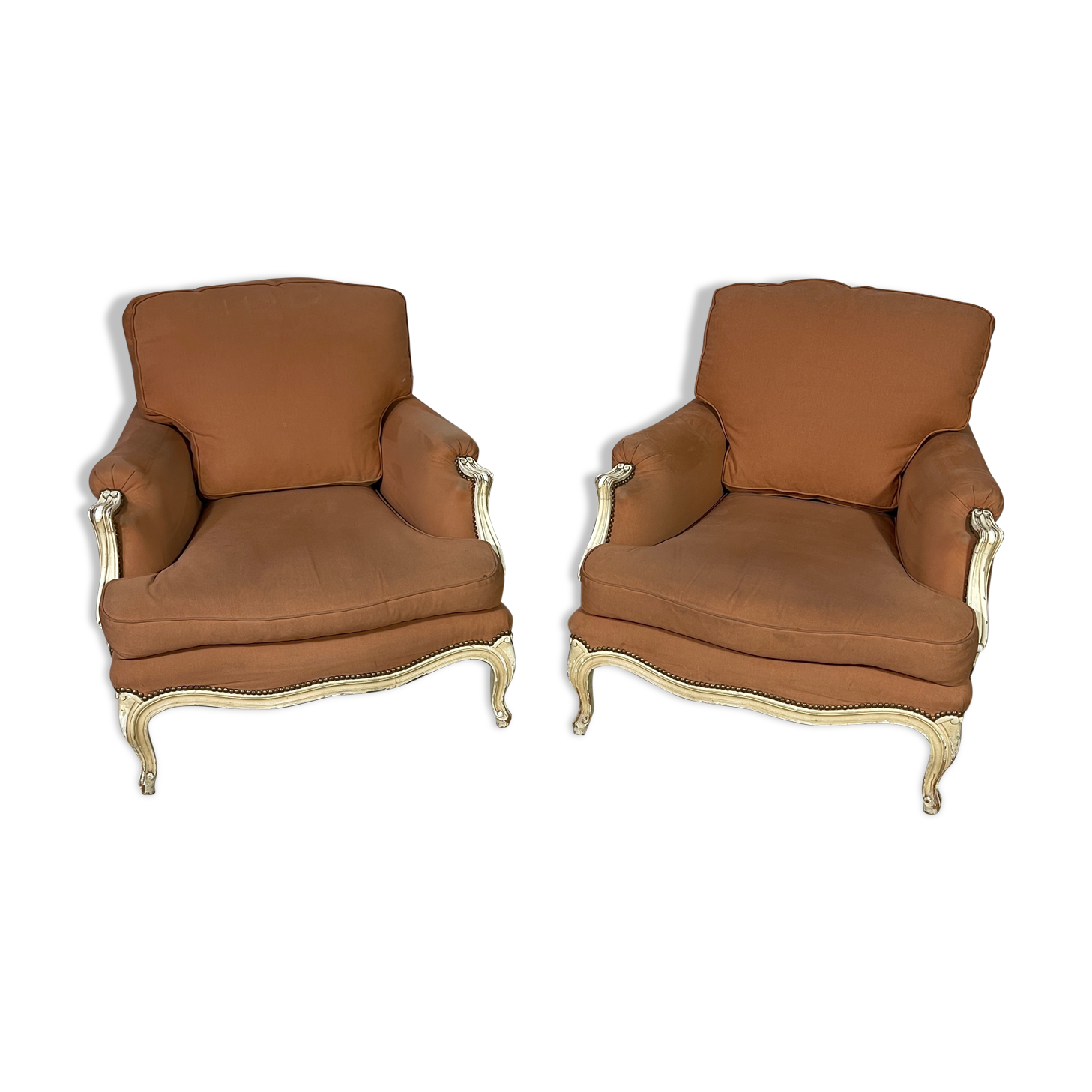 Set of 2 louis XV style shepherdess armchairs