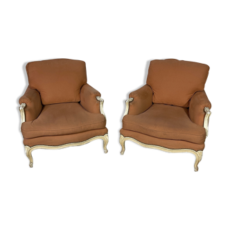 Set of 2 louis XV style shepherdess armchairs