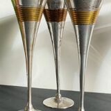 6 Vintage Silver-Plated Brass Champagne Flutes