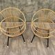 Pair of rattan and metal shell chairs, 1960