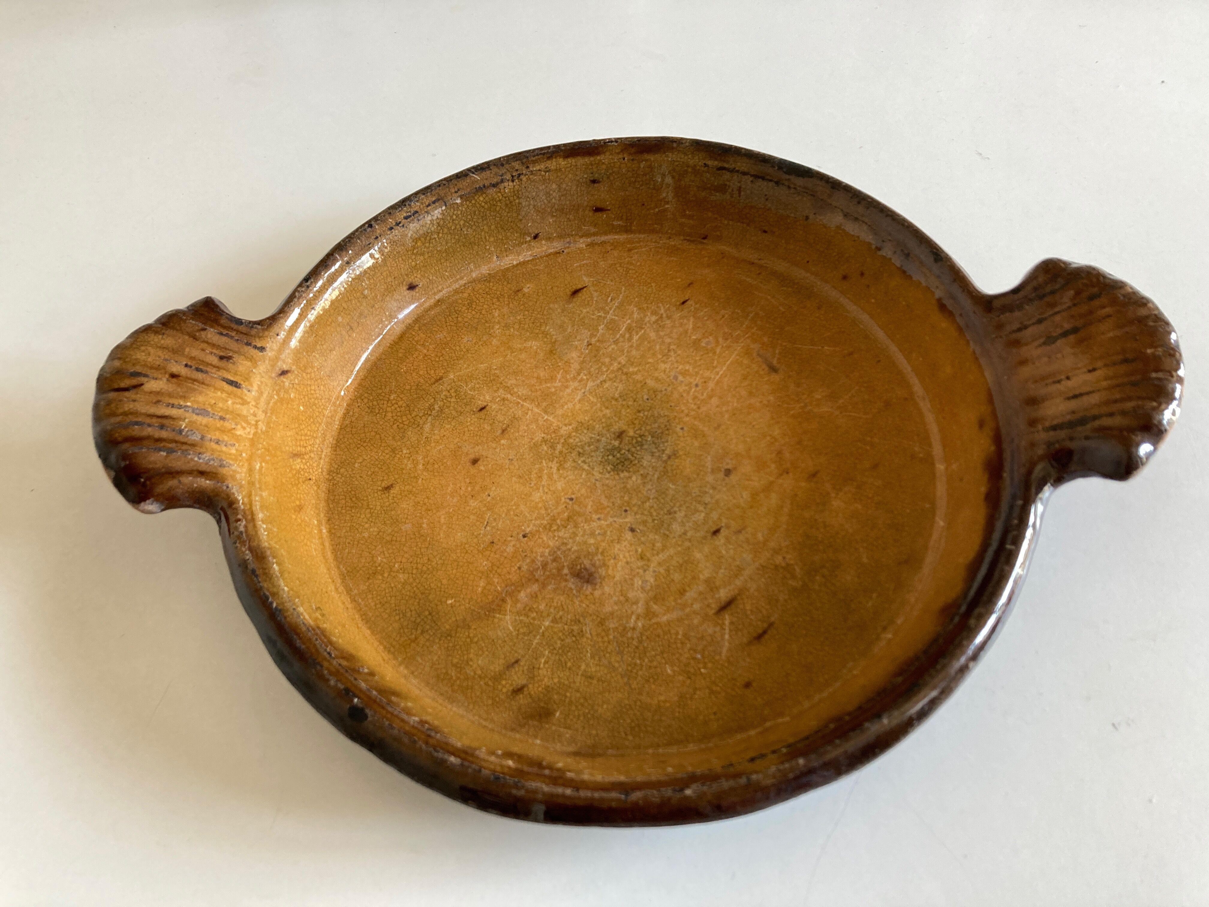 Country dish in glazed terracotta folk art early 20th