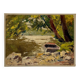 Oil painting on canvas "Forest, river and boat" no. 17