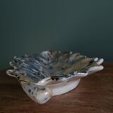 Iridescent enamelled leaf catchall, signed Gfredy.