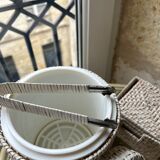 Rattan ice bucket with pliers and coasters